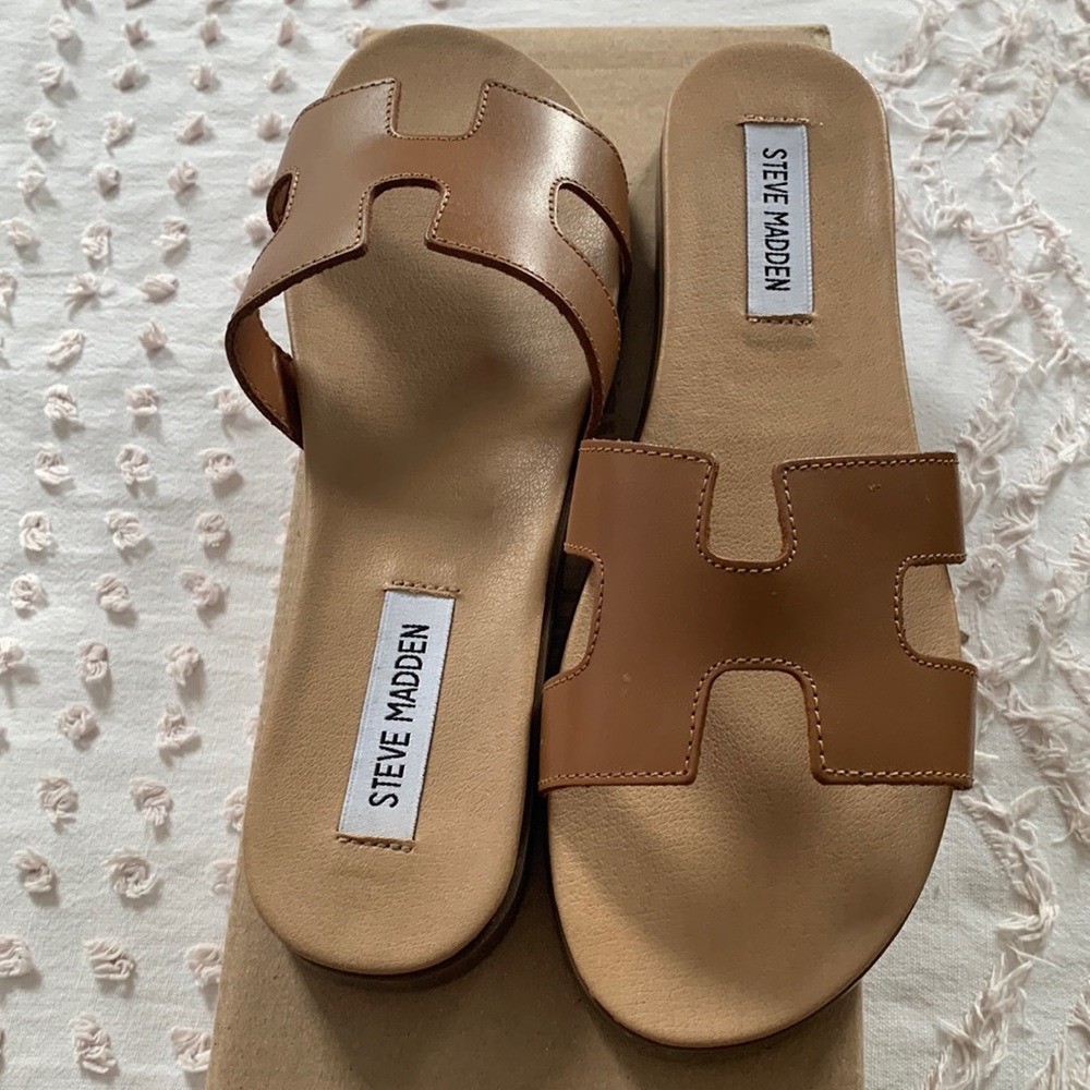 Steve Madden Hayden Cognac Slides